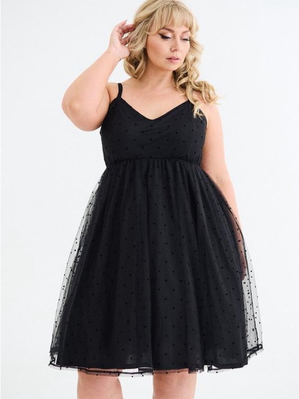 Torrid Retro Chic Flocked Polka Dot Mesh Black Tulle Pinup Dress Plus Size 2X